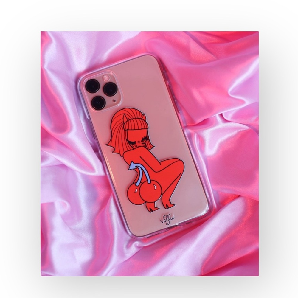 new Valfre ☻︎ Lucy Cherry Bottom ☻ iPhone 6+ 7+ ☻︎ Clear Case ☻ Artist Drawn - Picture 14 of 15